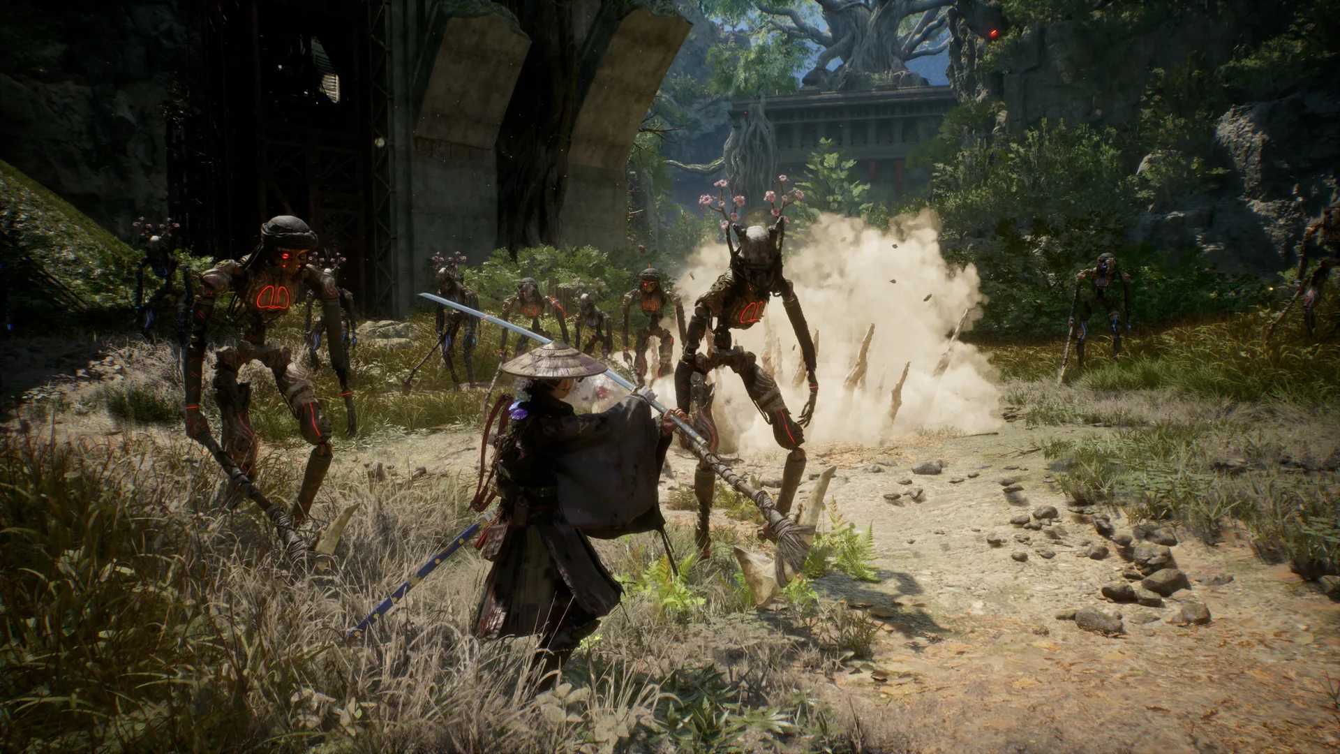 Emma facing enemies during combat in an official gameplay still